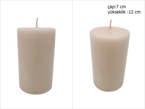 sd39852 dekoratif silindir fil dişi rengi mum 7cmx12cm - 