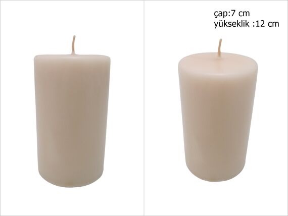 sd39852 dekoratif silindir fil dişi rengi mum 7cmx12cm - 1