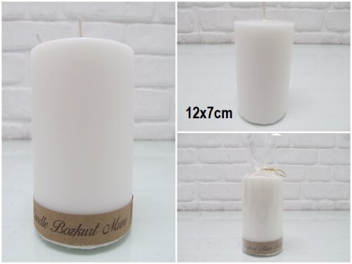 sd39853 dekoratif silindir beyaz mum 7cmx12cm - 