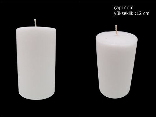 sd39853 dekoratif silindir beyaz mum 7cmx12cm - 