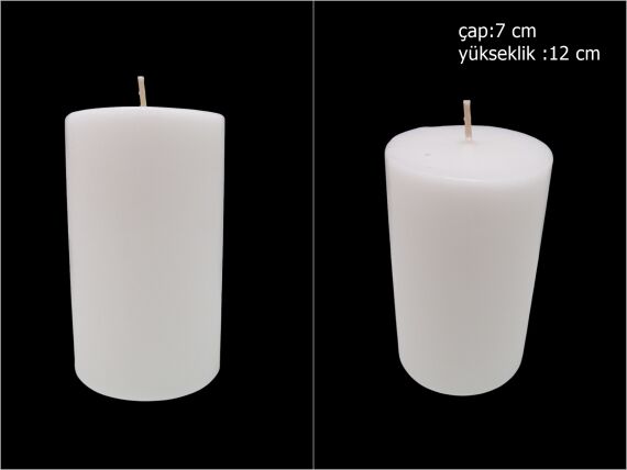 sd39853 dekoratif silindir beyaz mum 7cmx12cm - 1