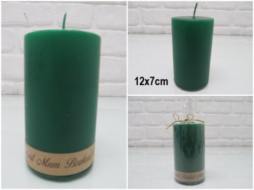 sd39854 dekoratif silindir yeşil mum 7cmx12cm - 