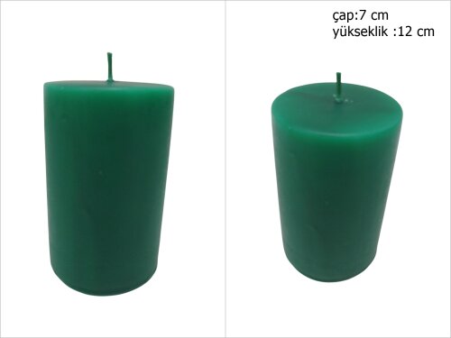 sd39854 dekoratif silindir yeşil mum 7cmx12cm - 