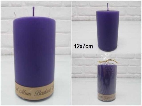 sd39855 dekoratif silindir mor mum 7cmx12cm - 