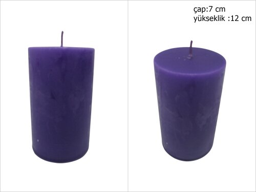 sd39855 dekoratif silindir mor mum 7cmx12cm - 