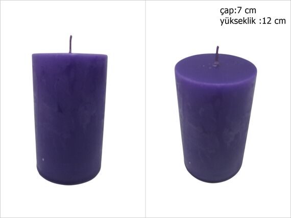 sd39855 dekoratif silindir mor mum 7cmx12cm - 1