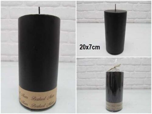 sd39856 dekoratif silindir siyah mum 7cmx20cm - 1