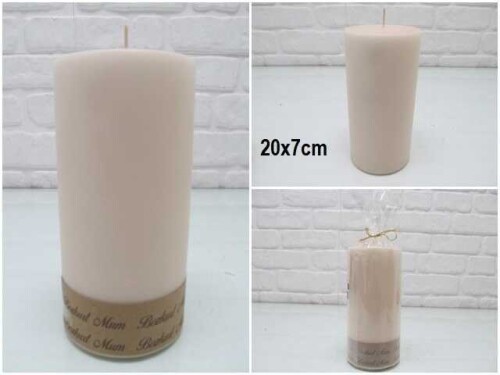 sd39857 dekoratif silindir fil dişi rengi mum 7cmx20cm - 