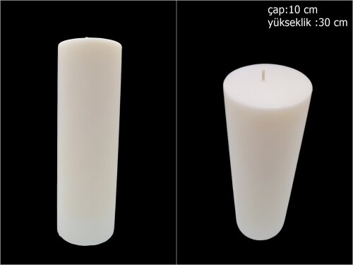 sd39866 dekoratif silindir beyaz mum 10cmx30cm - 