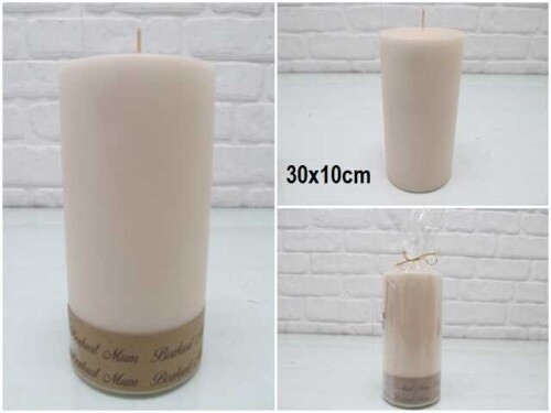sd39867 dekoratif silindir fil dişi rengi mum 10cmx30cm - 