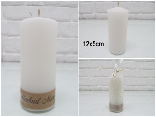sd39870 dekoratif silindir beyaz mum 5cmx12cm - 