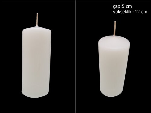 sd39870 dekoratif silindir beyaz mum 5cmx12cm - 
