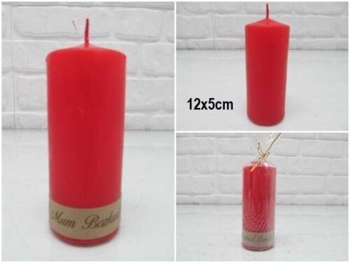 sd39871 dekoratif silindir kırmızı mum 5cmx12cm - 