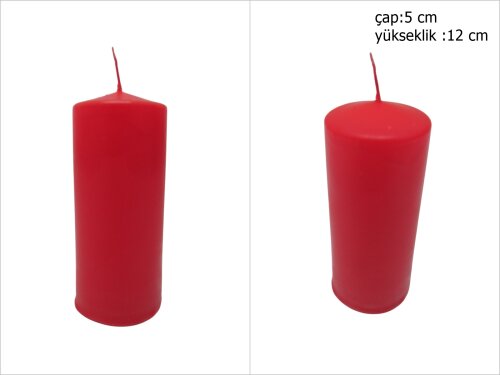 sd39871 dekoratif silindir kırmızı mum 5cmx12cm - 
