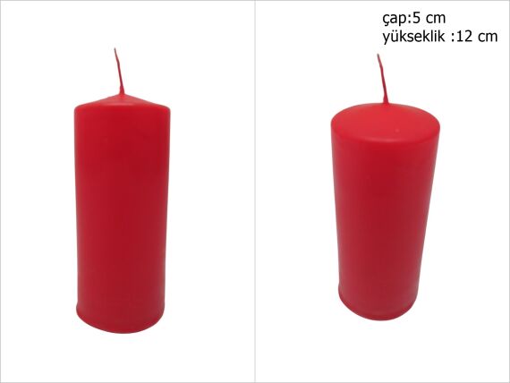 sd39871 dekoratif silindir kırmızı mum 5cmx12cm - 1