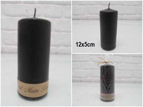 sd39875 dekoratif silindir siyah mum 5cmx12cm - 1