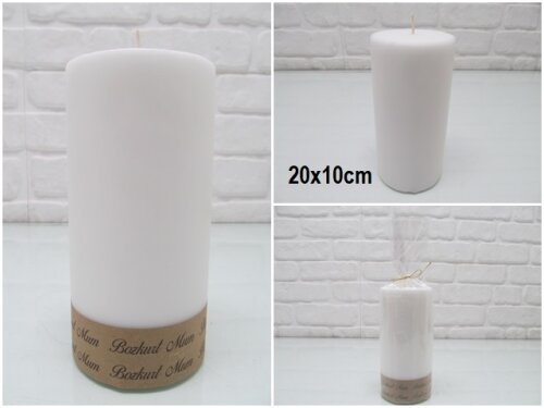 sd39892 dekoratif silindir beyaz mum 10cmx20cm - 