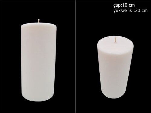sd39892 dekoratif silindir beyaz mum 10cmx20cm - 