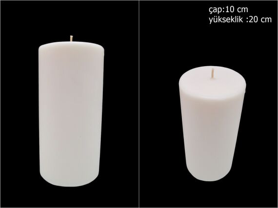 sd39892 dekoratif silindir beyaz mum 10cmx20cm - 1