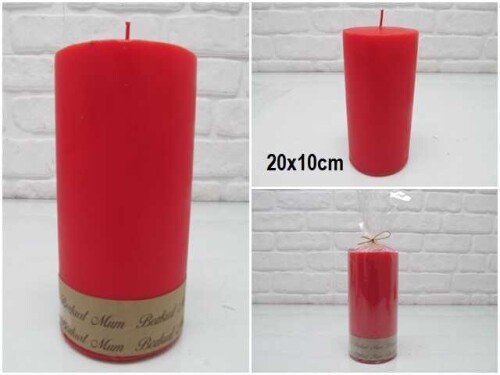 sd39893 dekoratif silindir kırmızı mum 10cmx20cm - 