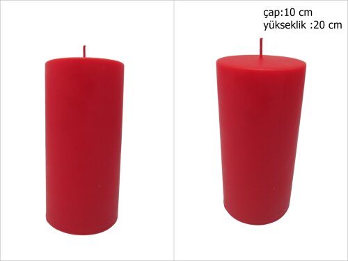 sd39893 dekoratif silindir kırmızı mum 10cmx20cm - 
