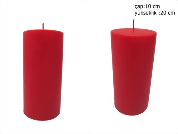 sd39893 dekoratif silindir kırmızı mum 10cmx20cm - 1