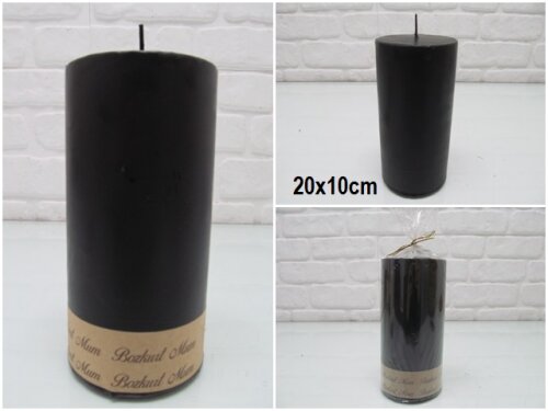 sd39894 dekoratif silindir siyah mum 10cmx20cm - 