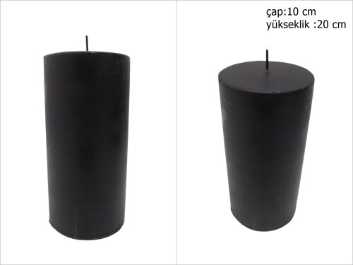 sd39894 dekoratif silindir siyah mum 10cmx20cm - 