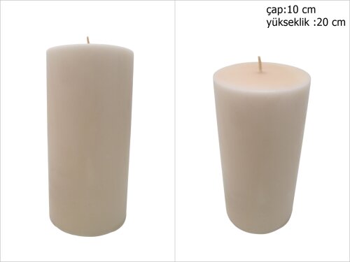 sd39895 dekoratif silindir fil dişi rengi mum 10cmx20cm - 