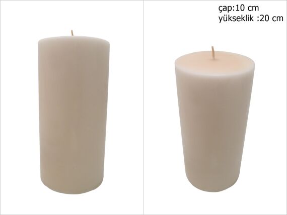 sd39895 dekoratif silindir fil dişi rengi mum 10cmx20cm - 1