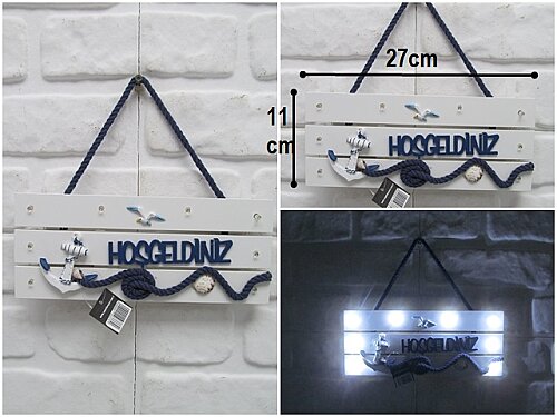 sd42074 led ışıklı marin ahşap tabela hoşgeldiniz - 