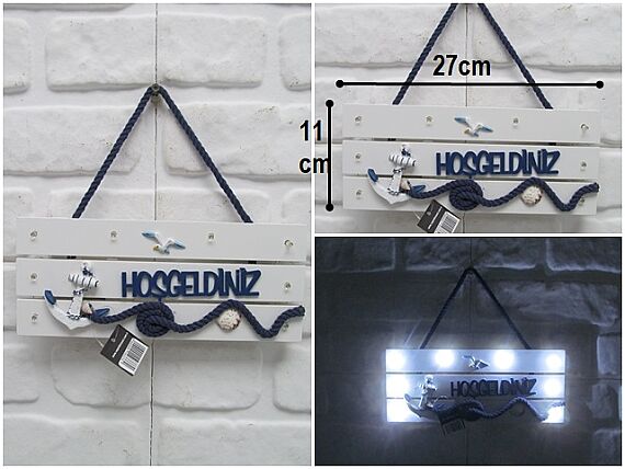 sd42074 led ışıklı marin ahşap tabela hoşgeldiniz - 1