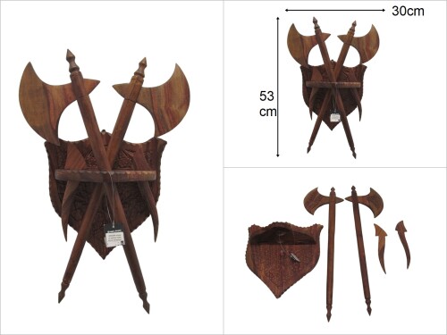 sd42284 ahşap el oyması balta duvar aksesuarı - 