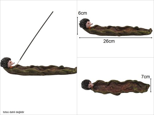 sd42493 kirpi dekorlu polyester ağaç tabak tütsülük - 