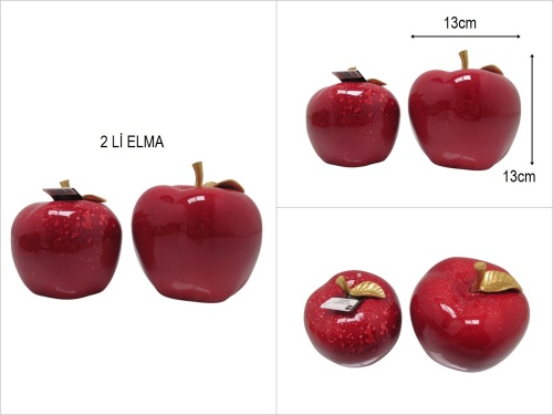 sd42525 dekoratif polyester 2 li kırmızı elma lux - 