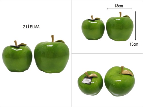 sd42527 dekoratif polyester 2 li yeşil elma lux - 