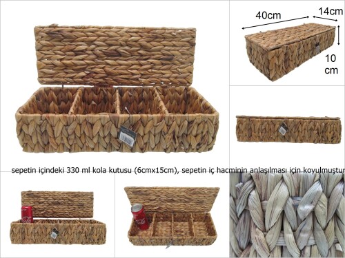 sd42561 dekoratif bölmeli kapaklı hasır kutu - 