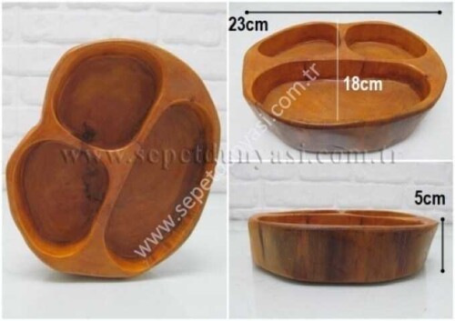 sd42611 dekoratif bölmeli ahşap tabak - 