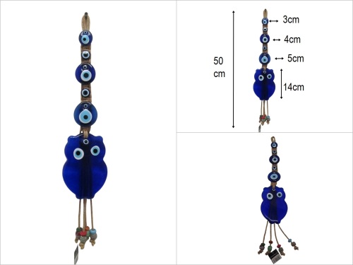 sd44411 baykuş dekorlu makrome nazar boncuğu - 