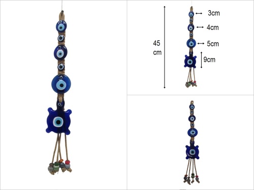 sd44412 kaplumbağa dekorlu makrome nazar boncuğu - 