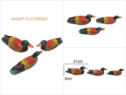 sd44609 dekoratif ahşap 3 lü ördek - 