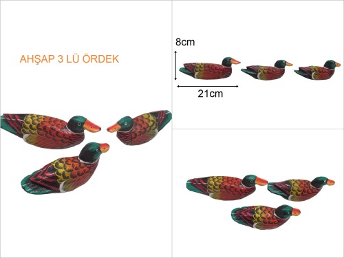 sd44610 dekoratif ahşap 3 lü ördek - 