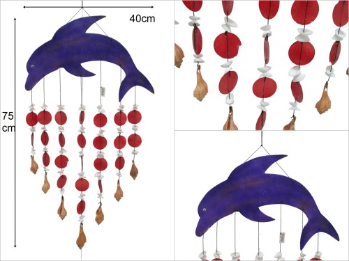 sd44632 yunus dekorlu deniz kabuklu sedef rüzgar çanı duvar süsü - 