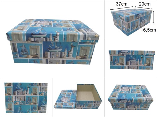 sd44660 marin desenli karton no10 hediye veya saklama kutusu - 