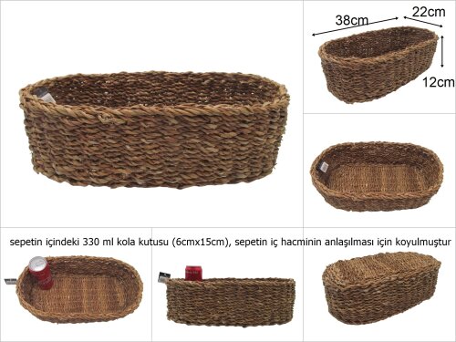 sd45208 dekoratif oval no3 hasır sepet - 