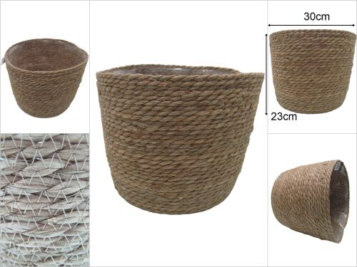 sd45336 dekoratif poşetli no4 yuvarlak derin hasır sepet - 