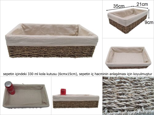 sd45499 metal iskelet üzerine hasır örülü no1 kumaşlı düzenleyici organizer sepet - 