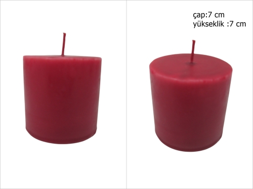 sd45510 dekoratif silindir bordo mum 7cmx7cm - 
