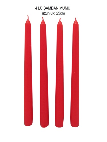 sd45512 kırmızı 4 lü şamdan mumu - 