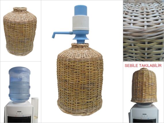 sd45592 gövdesi kargı dekorlu söğüt damacana kılıf sepeti (19lt) - 1